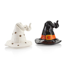 Load image into Gallery viewer, Our Witch Hat Lantern comes on an easy to use base, simply add a tea light to the base and place the hat on top. The hat contains lots of little stars to let the light shine through just enough to give a spooky glow for Halloween! Don't forget to add our battery operated Tea Lights #6432 to your order so that you have everything you need to make this lantern glow!
