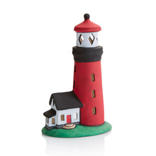 Load image into Gallery viewer, Serving as a perfect complement to any room's beach decor theme. This lighthouse can be painted to match a favorite lighthouse and is perfect for any nautical enthusiast. A small opening in the back of the lighthouse provides the perfect opportunity for a tea light to be placed in the middle of the piece to bring light to any space.