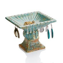 Load image into Gallery viewer, The Ceramic Jewelry Holder is a perfectly sized stand-alone pedestal dish to hold jewelry that you wear often. Perfect for your earrings and rings, with plenty of surface space for your bracelets and bangles. Jewelry is often sentimental and meaningful - what better place to put it than on a hand painted pedestal?