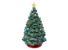 Load image into Gallery viewer, Light up your tabletop this season with the 18&quot; Lighted Christmas Tree! This ceramic Christmas tree comes with a light kit that includes base light bulb, colorful mini lights and yellow star tree topper. The tree base is separate so it is easier to paint, fire and assemble.

