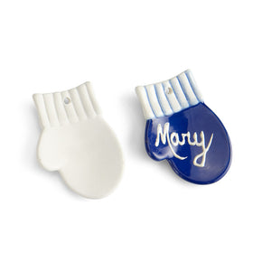 Traditional Mitten Ornament that has cuff details and a flat mitten surface with plenty of room to customize with name and date. 