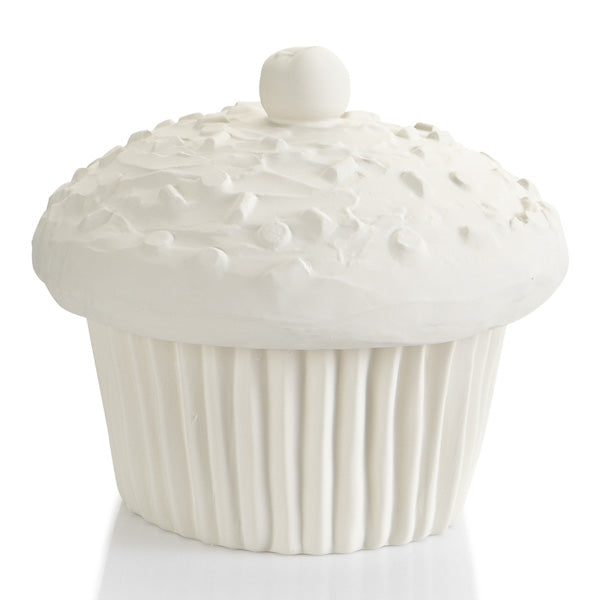 The size of this ceramic cupcake is irresistible! So life-like you can almost taste it! Perfect on a counter as a cookie jar, as a center piece at a party, or just as a statement piece in a home. If you love cupcakes, you’ll surely love to paint this piece.