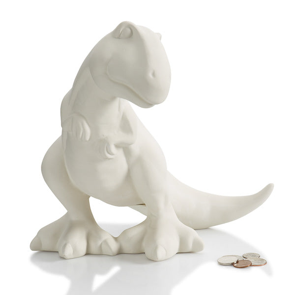 The T-Rex is an ideal character for those interested in painting ceramic dinosaurs! He's a friendly dinosaur with a down turned head, and smiling face!   