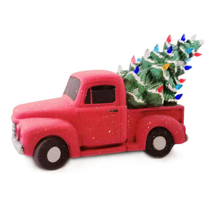 This beautiful Vintage Truck with Tree is stunningly painted in bright and cheery Fun Strokes colors or with pottery glazes for a more vintage look. This is sure to be a holiday favorite!  It comes with multi-color pin lights and a clip-in light kit (7 watt bulb).   