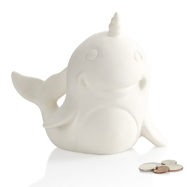 Narwhals Narwhals swimming in the ocean! Now a Ceramic Narwhal you can bank on! You won't be able to resist singing along while you paint this adorable unicorn of the sea.