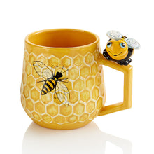 Load image into Gallery viewer, The 12 oz ceramic Honeycomb Mug has a raised textured honeycomb pattern that looks great!   These stylish mugs will make you feel closer to nature with each sip!  Paint it with the bumble bee topper too!
