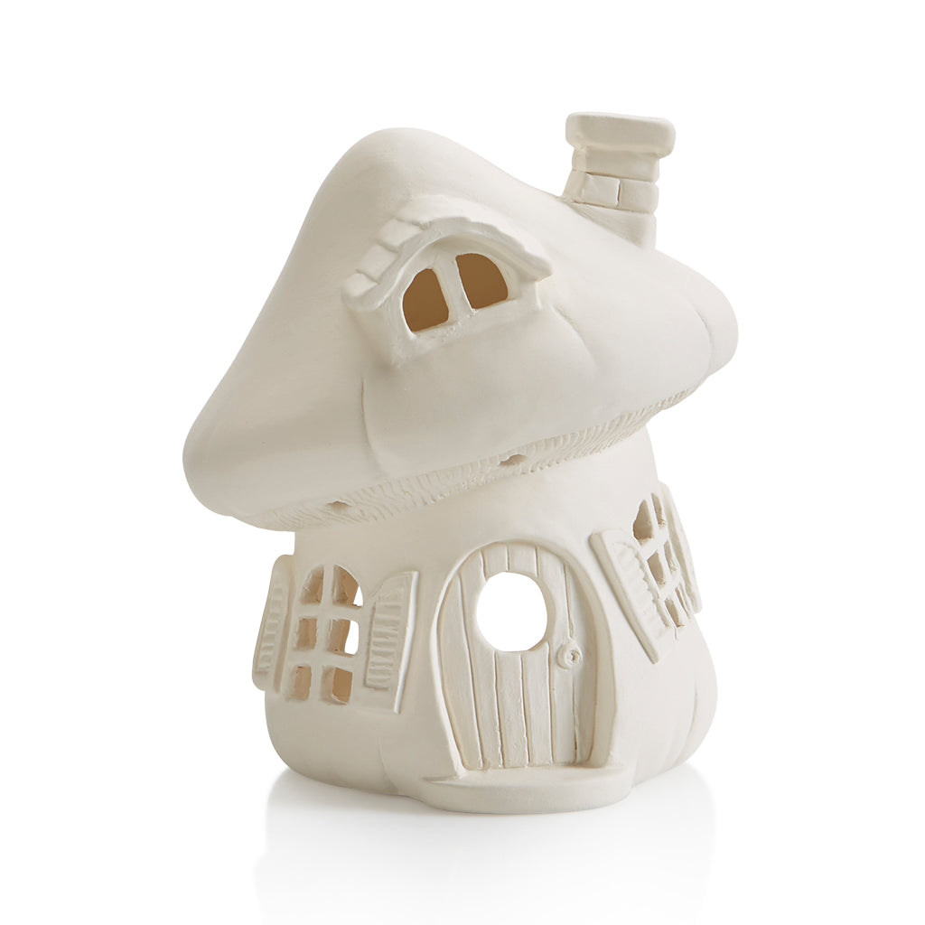 This delightful, whimsical ceramic Mushroom House Lantern is just waiting for the fairies to move in!  Undercoats or Acrylic Paints both work beautifully on this piece