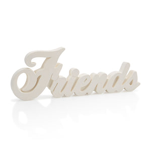 The Friends Word Plaque is great as a gift, a holiday decoration, or decor for a shelf or table throughout the year. This plaque stands up by itself because of its 1" flat bottom. The letters are wide which makes them easy to decorate with any design or pattern. The plaque has holes in the back enabling it to be easily be hung on a wall.   