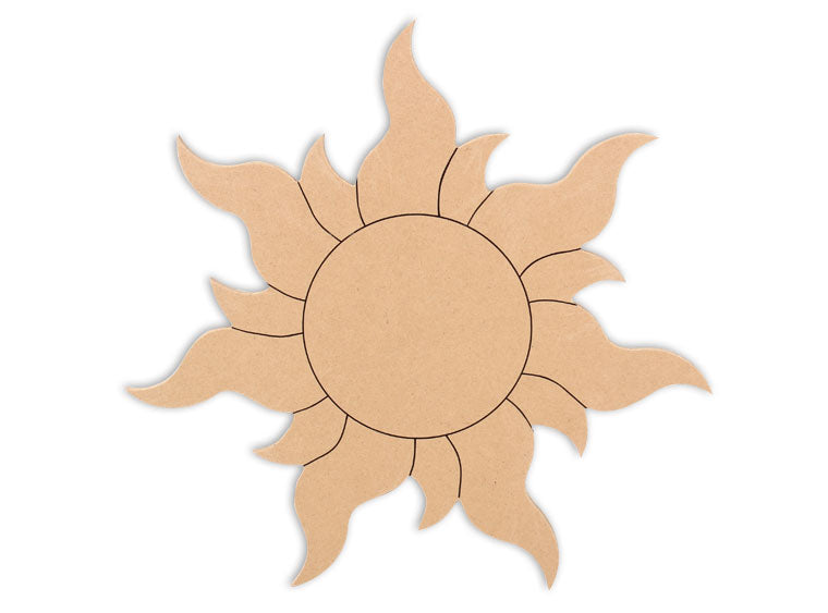 This Sun Shape makes mosaic and mixed media crafts easy. Add tiles, grout, paint, and more to create a one-of-a-kind creative masterpiece. This shape is made from high quality MDF board.  Project Tile Surface Area 54