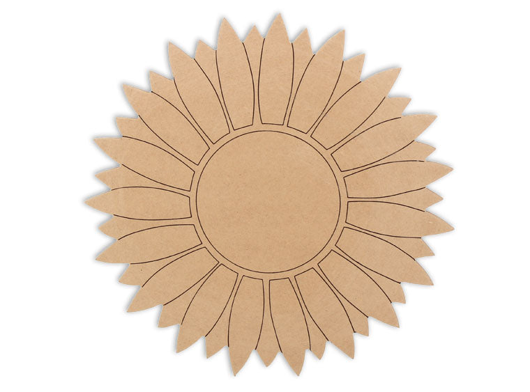 With this MDF piece you'll have a beautiful sunflower that'll never wither!  This sunflower plaque makes mosaic and mixed media crafts easy. Add tiles, grout, paint, and more to create a one-of-a-kind creative masterpiece. This shape is made from high quality MDF board.