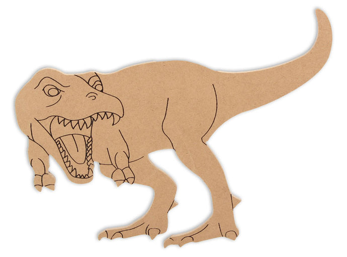 Tame the king of all dinosaurs with this mosaic piece!  This T-Rex Shape makes mosaic and mixed media crafts easy. Add tiles, grout, paint, and more to create a one-of-a-kind creative masterpiece. This shape is made from high quality MDF board.  Project Tile Surface Area 42