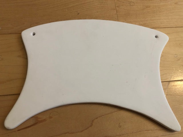 This ceramic curved plaque is a great piece to paint with handprints, footprints or any  other design that you'd like!  It comes with drilled holes for hanging too.