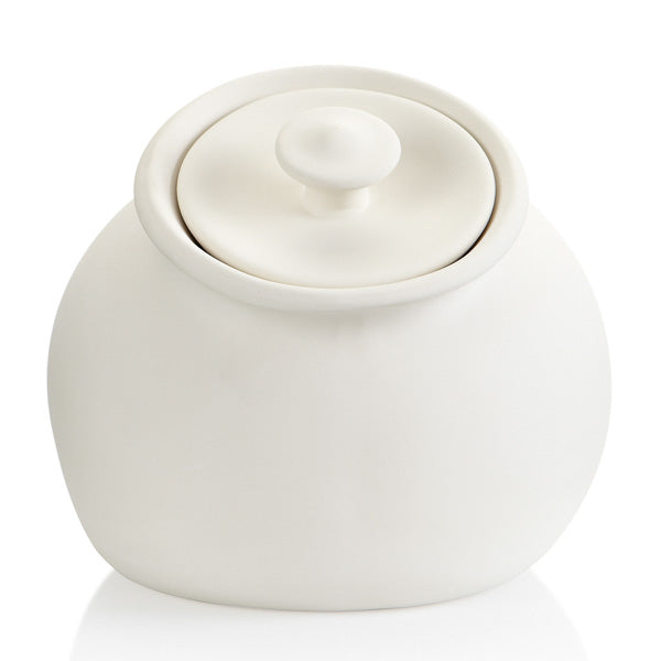 The Ceramic Olde Tyme Cookie Jar is slanted jar with lid.  It's also great for counter storage of flour, sugar, tea or rice.  Simple shape lends to a blank canvas for painting....customization, lettering, and personalization.