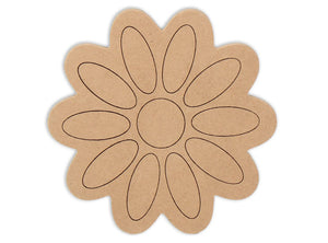 This Daisy Shape makes mosaic and mixed media crafts easy. Add tiles, grout, paint, and more to create a one-of-a-kind creative masterpiece. This shape is made from high quality MDF board.  Project Tile Surface Area 24"