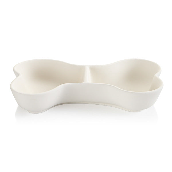 Paint this ceramic Bone Shaped Dog Bowl to feed your pet in style with center partition to offer water on one side and food on the other.  