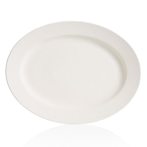 Designs are unlimited with all of the painting space the 18 inch Ceramic Oval Rim Platter provides. The all-purpose Oval Rim Platter is perfect for pastas, entrees or desserts. 